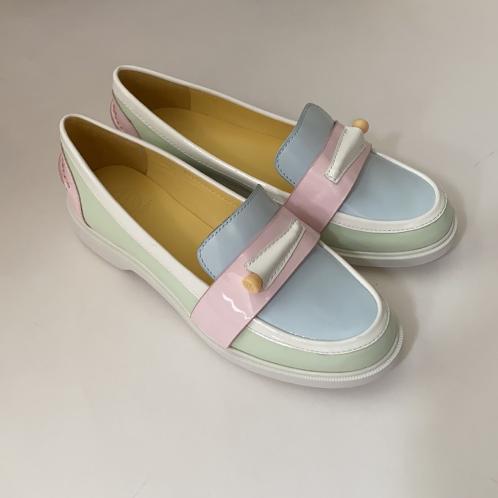 Tory Burch Color Block Pocket Tee Golf Loafer Flat - Picture 6 of 14